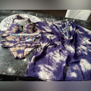 💎 3 pieces Victoria Secrets bikini set bombshell 34B/M or 34B/XS plus M coverup